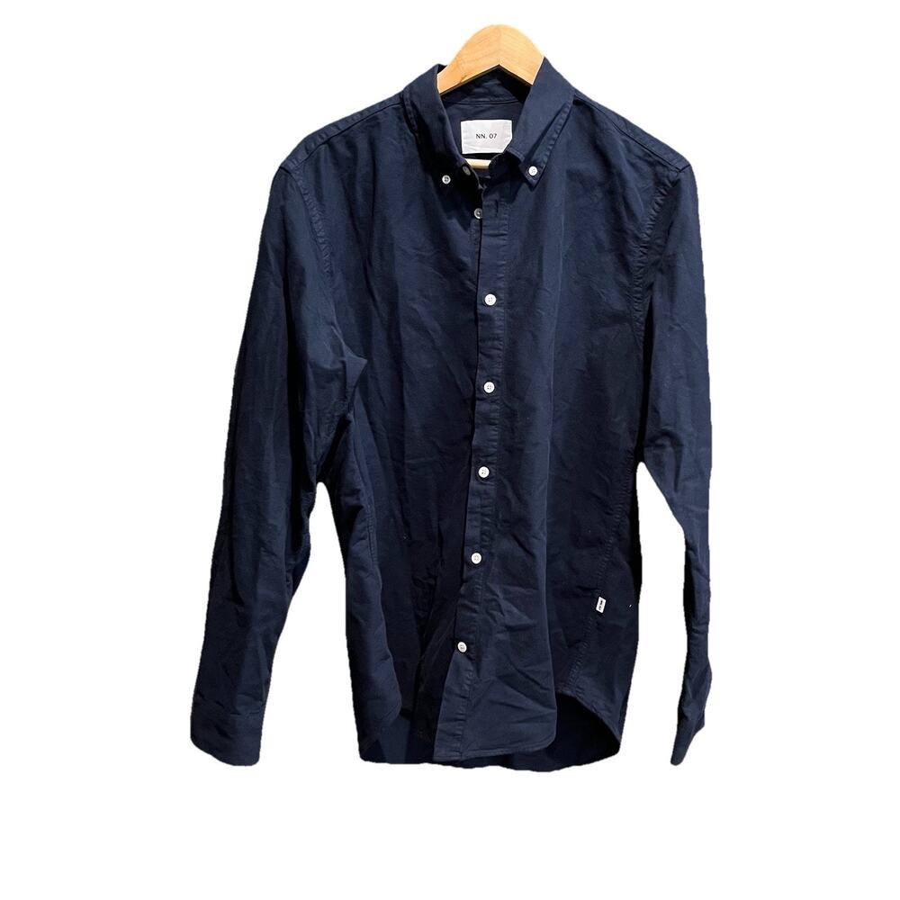 NN.07 Navy Long Sleeve Organic Cotton Men's Casual Button Down‎ Shirt Size XL